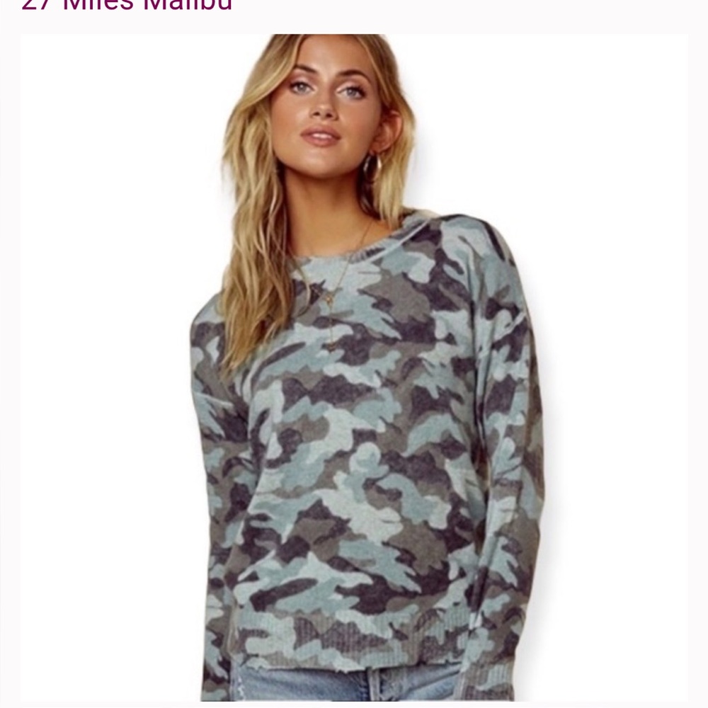 27 Miles Malibu Camo Cashmere Sweater Small